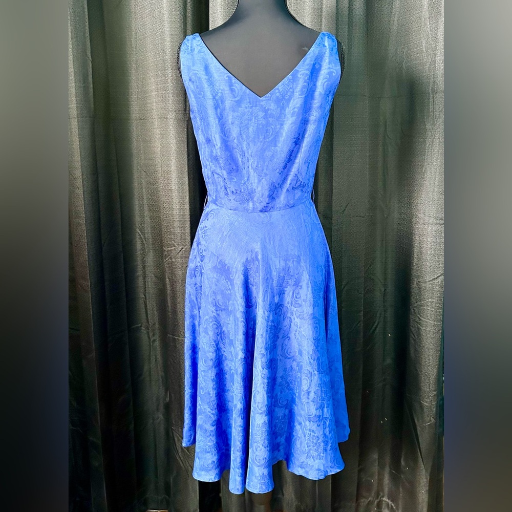 Antonio Melani Silk & Linen Blue Dress, Size 2 - Picture 5 of 7